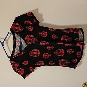 No Boundaries XS Black With Red Plaid Skull Shirt